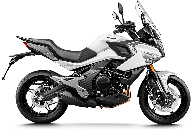 CF Motos Martínez - Vista lateral de la moto touring CFMOTO 700 MT en color blanco